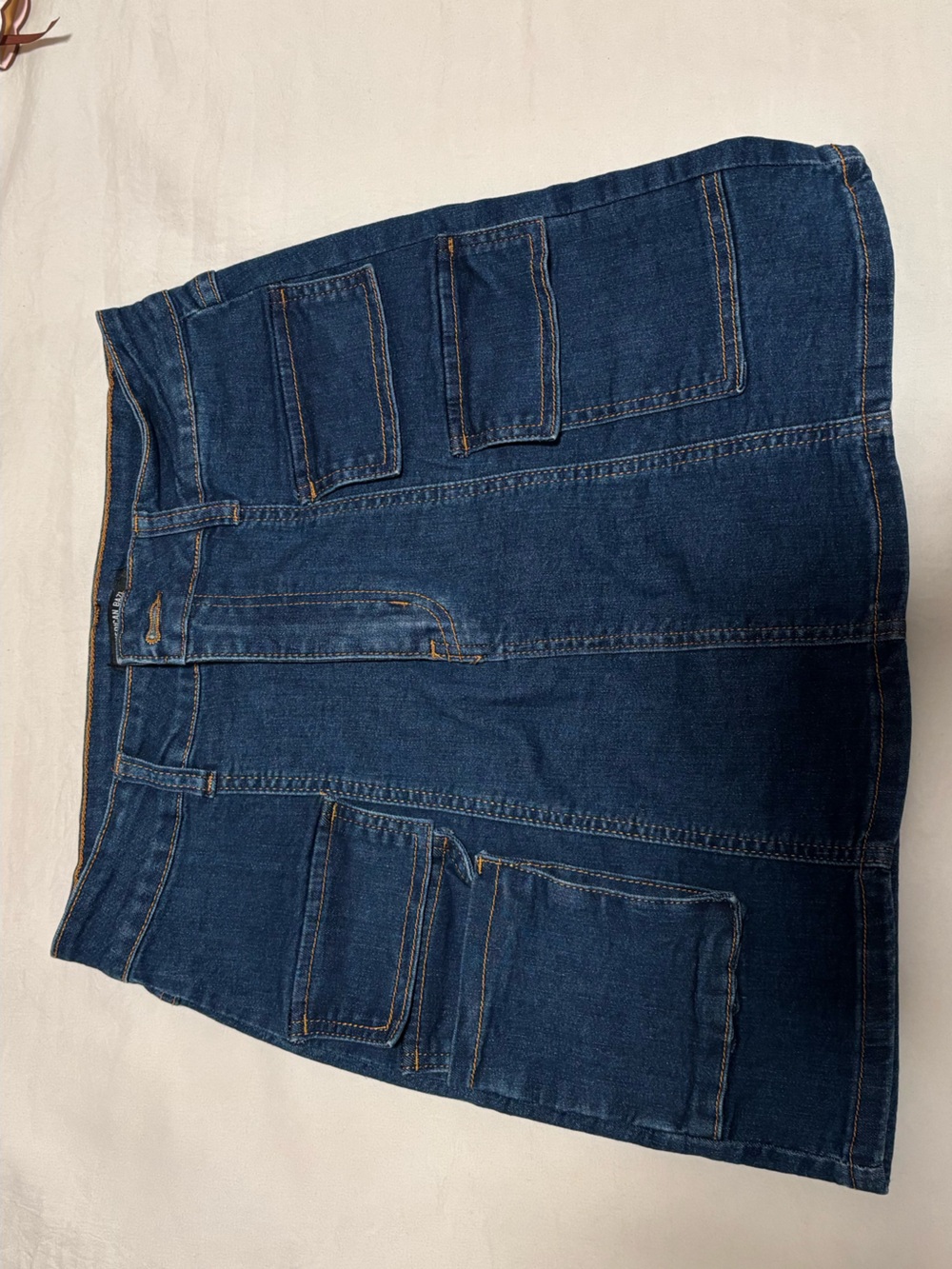 Women’s Dark Blue Denim Mini Skirt with Cargo Pockets